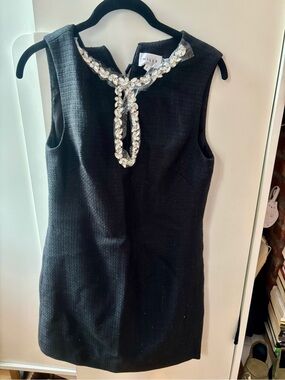 Milly Black Sleeveless Jewel-Neck Sheath Dress